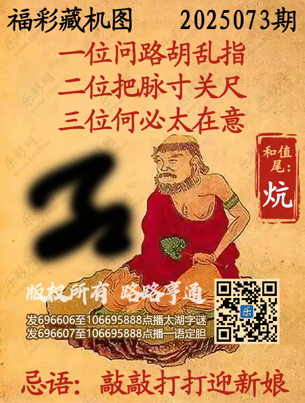 福彩3D第2025073期3d正版藏机图