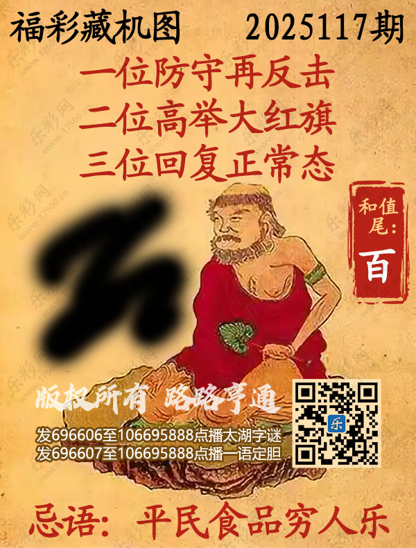 福彩3D第2025117期3d正版藏机图
