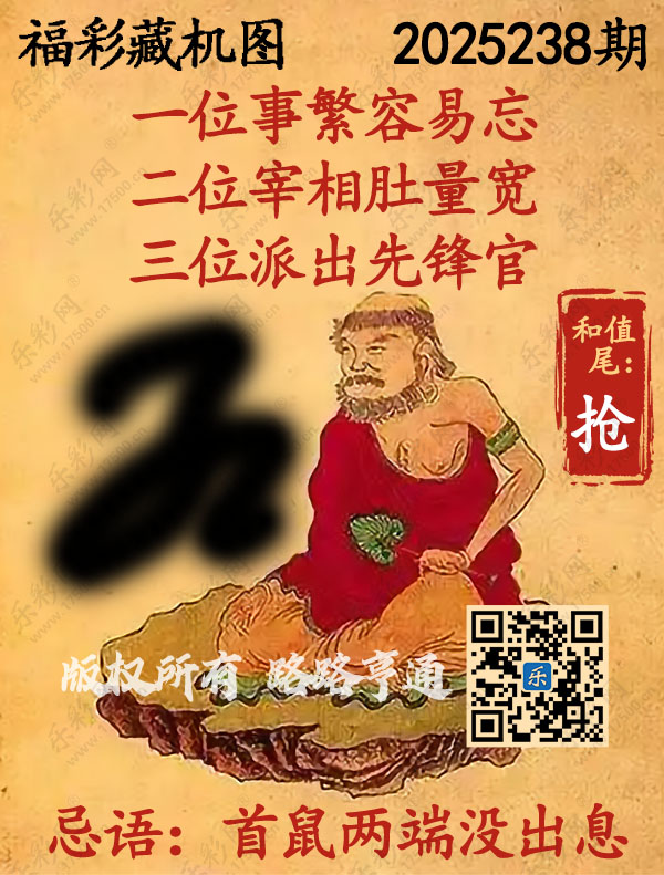 福彩3D第2025238期3d正版藏机图