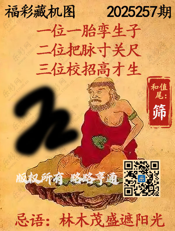 福彩3D第2025257期3d正版藏机图