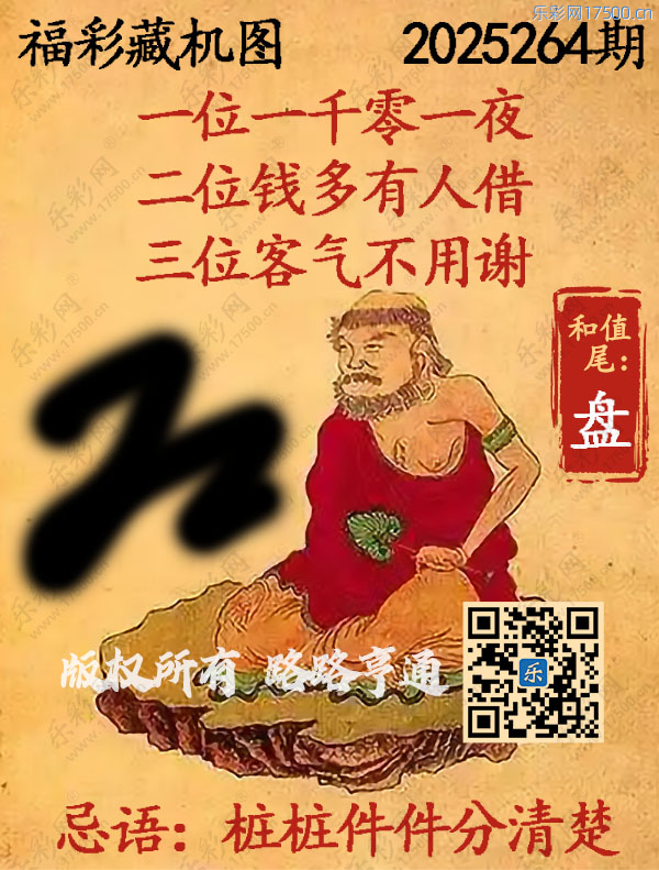 福彩3D第2025264期3d正版藏机图